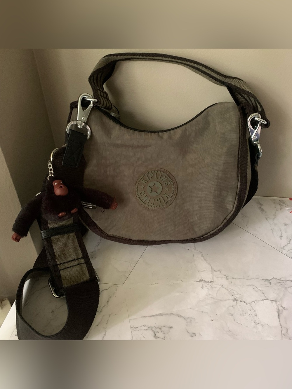 Kipling Malise Green Moss Stripe Retail 108$+ - Picture 2 of 7
